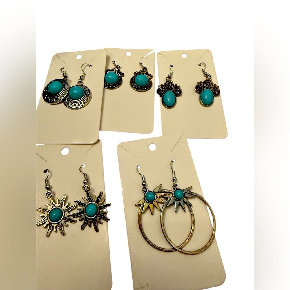 Turquoise Sunburst Earrings Set